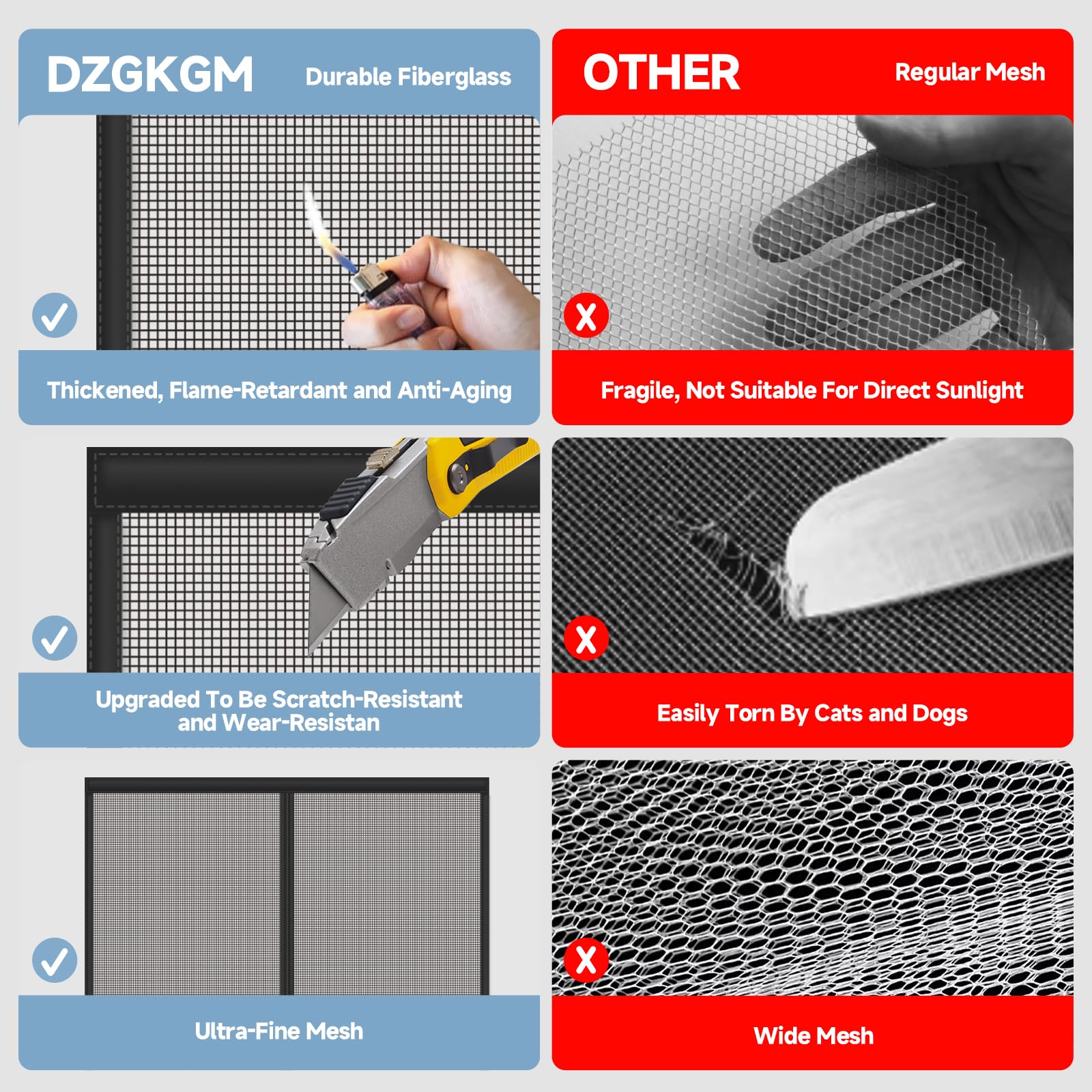 DZGKGM install with adhesive hook-and-loop fasteners.