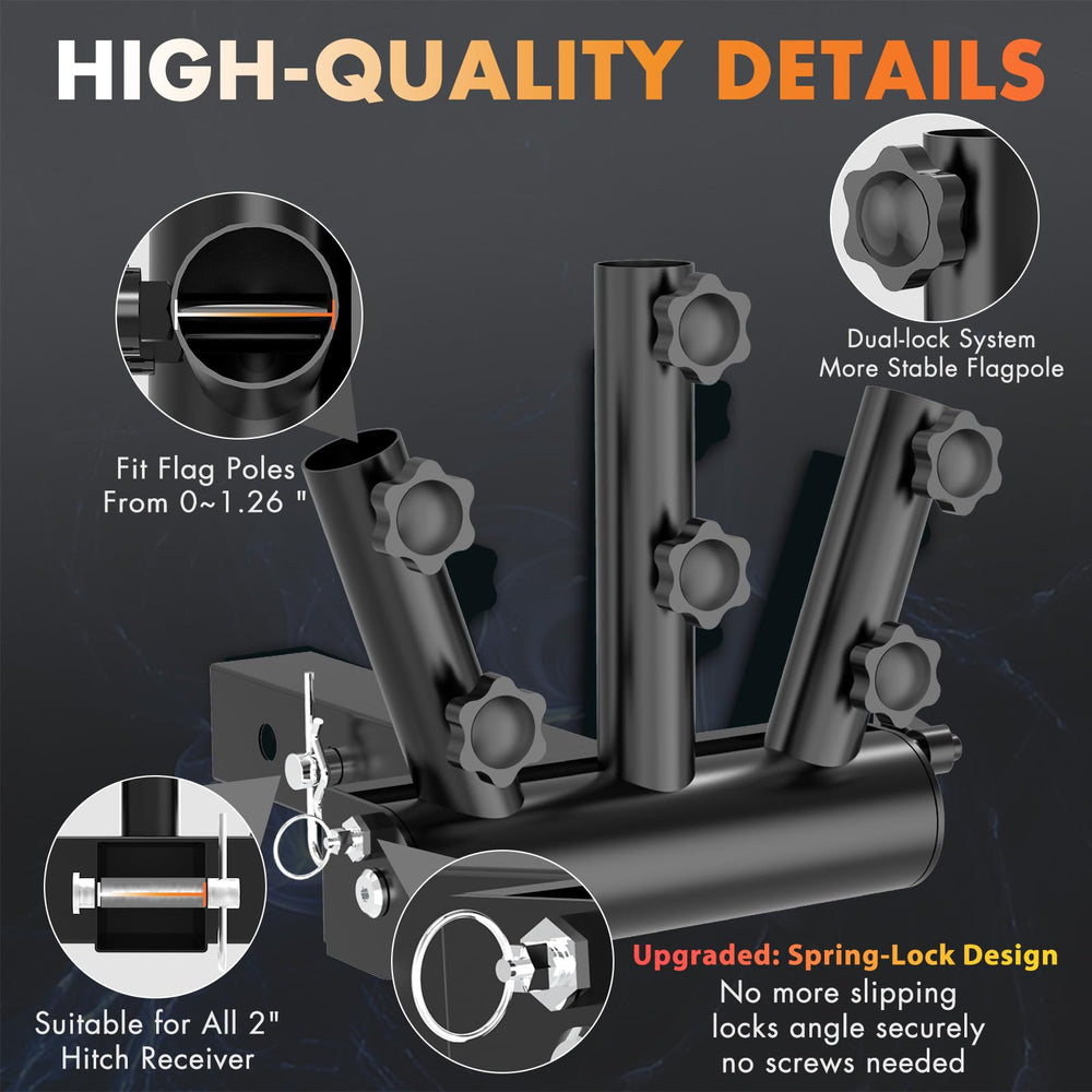 DZGKGM heavy-duty steel hitch mount with anti-rust finish for rugged use.
