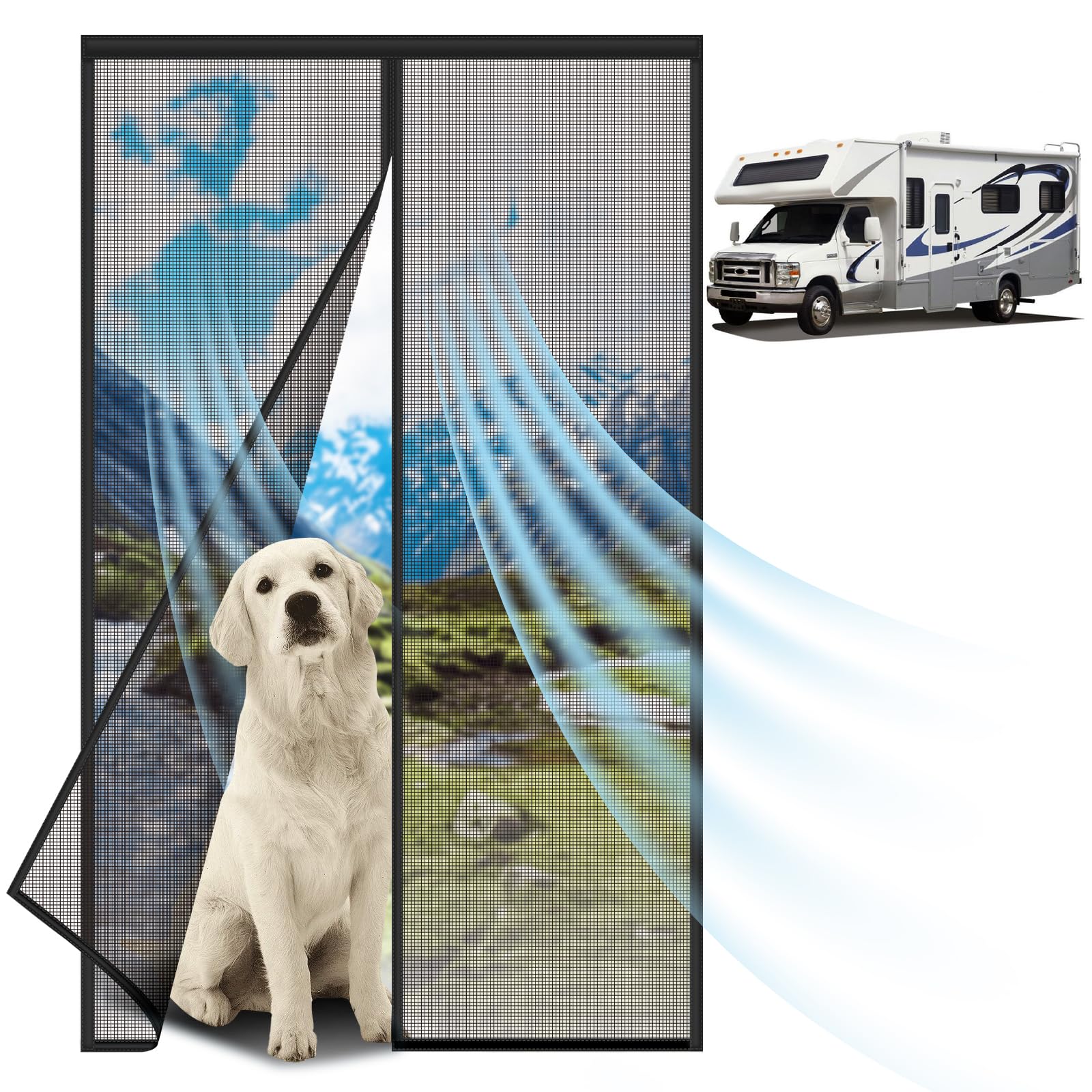 DZGKGM magnetic rv screen door curtain close-up of magnetic closure.