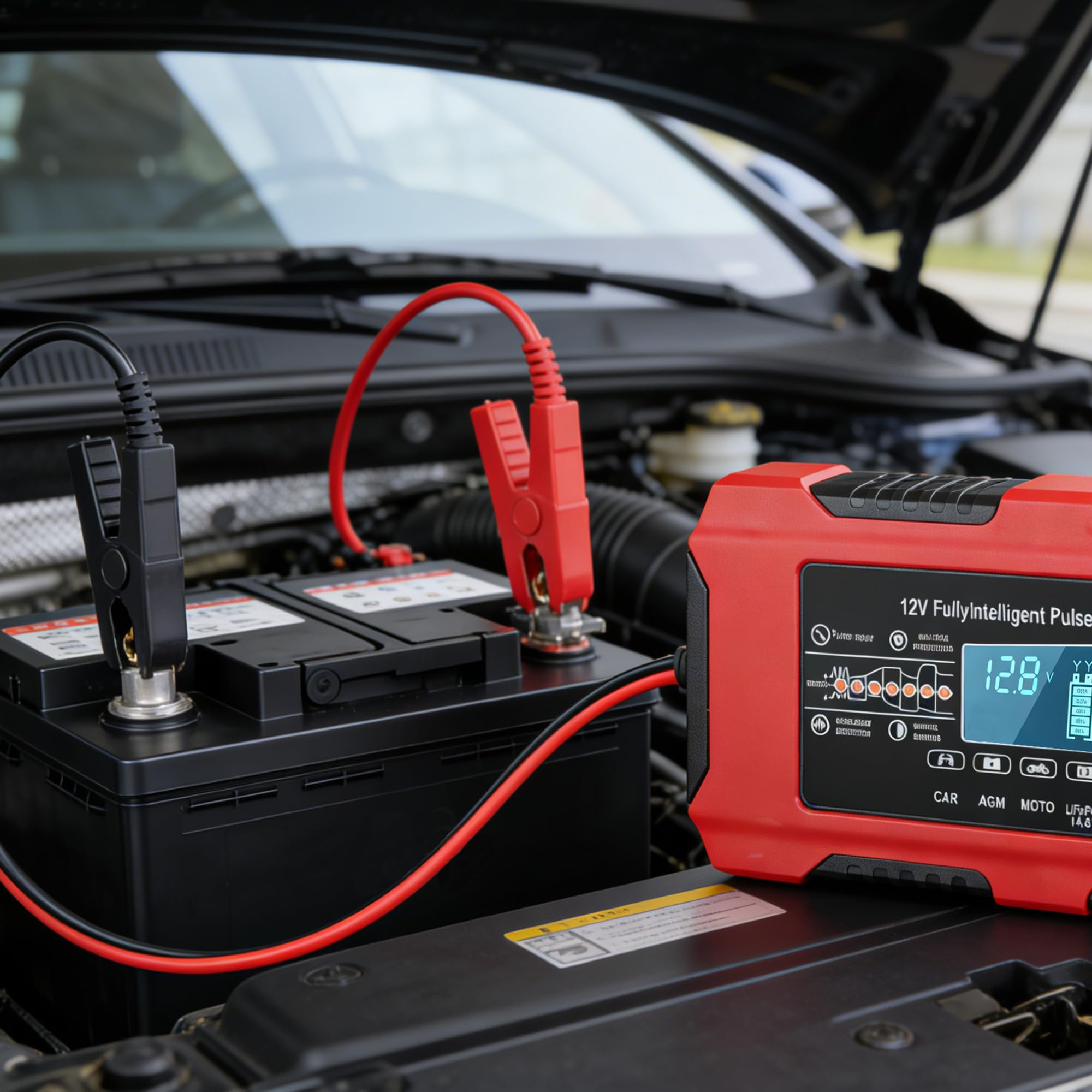 DZPIMROI portable charger fits in a tool kit for seasonal car care.