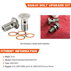 E-cowlboy banjo bolt set with washers highlights copper seals for high-flow reliability.