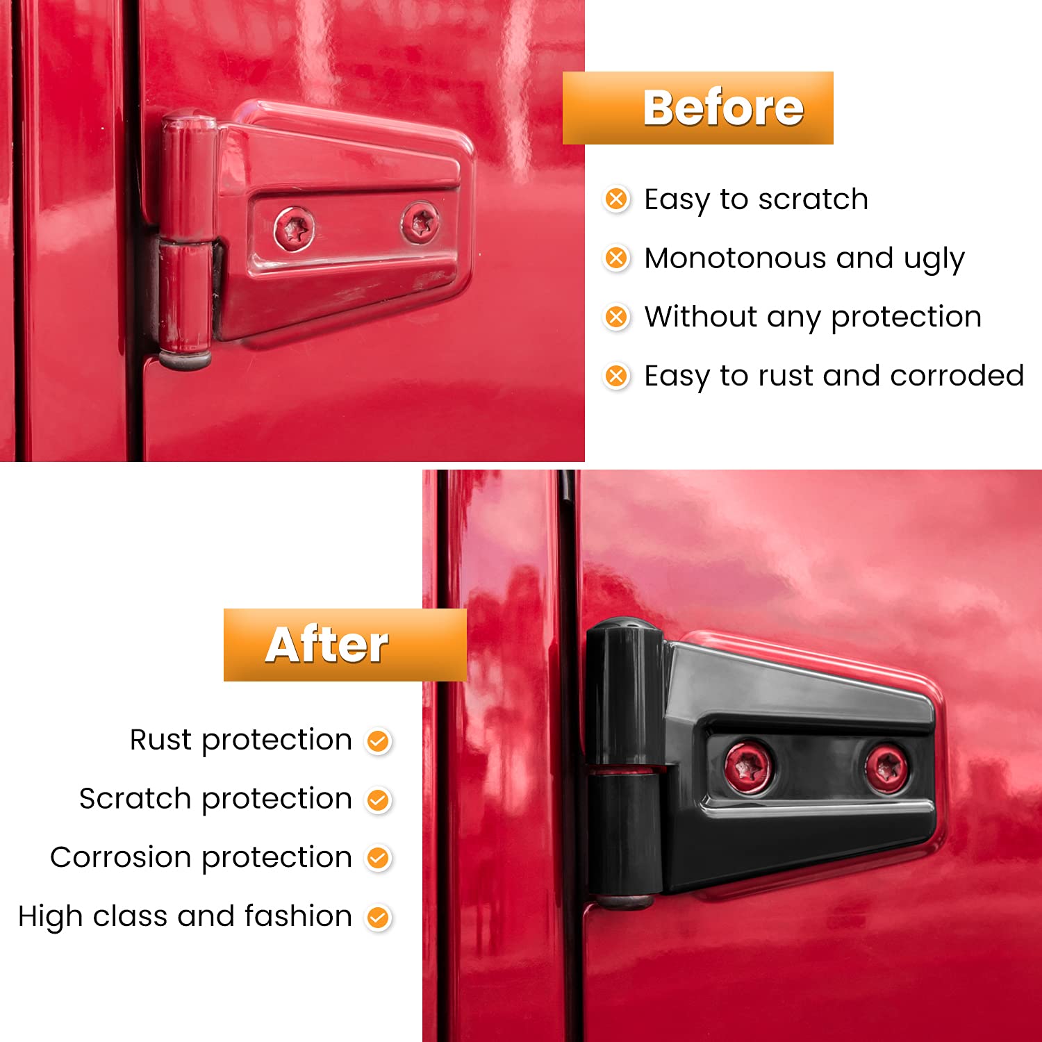 E-cowlboy hinge cover close-up reveals premium ABS texture and UV-treated finish.