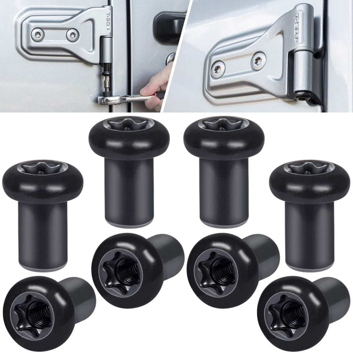 E-cowlboy door hinge nuts for Jeep Wrangler JK/JKU with durable black finish