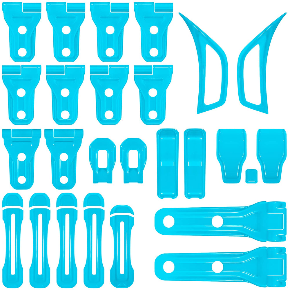 E-cowlboy exterior decor kit unifies the Jeep appearance with blue finish.