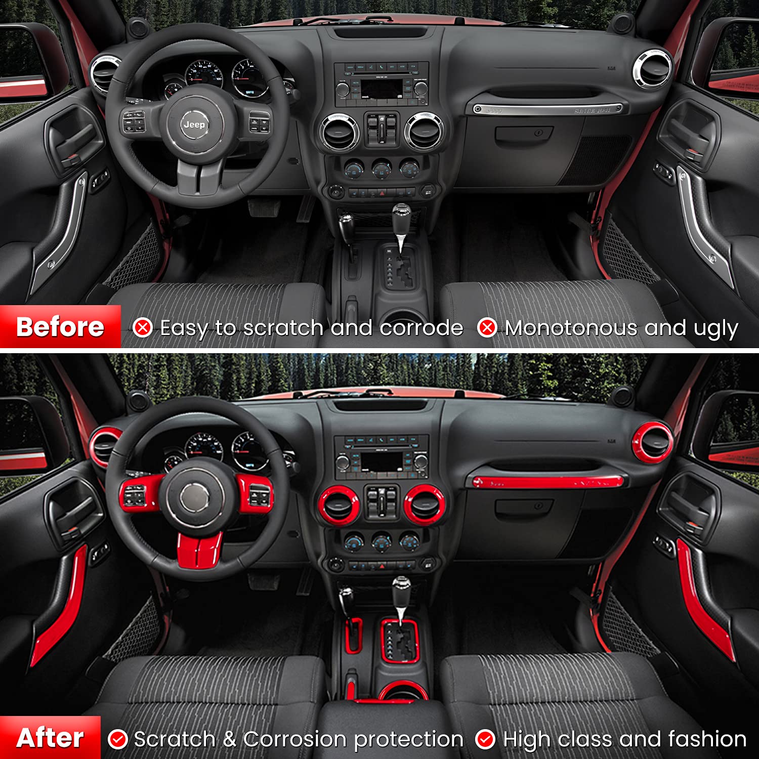 E-cowlboy gear-cover trim adds red accent near the gear area.