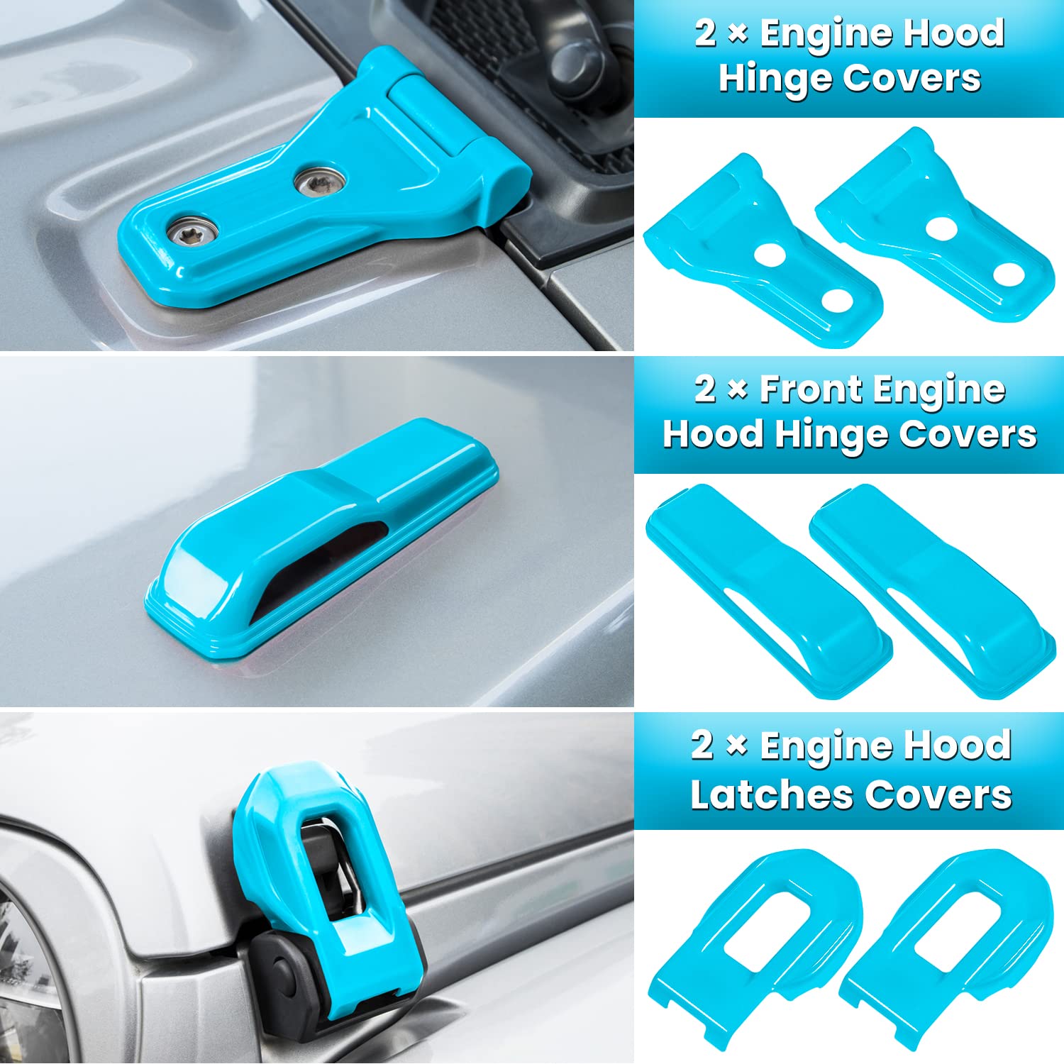 E-cowlboy latch cover shields latching area while adding blue flair.