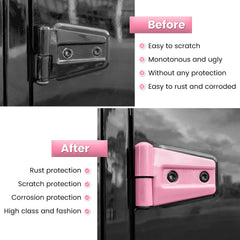 Edge protection detail of E-cowlboy pink hinge cover.