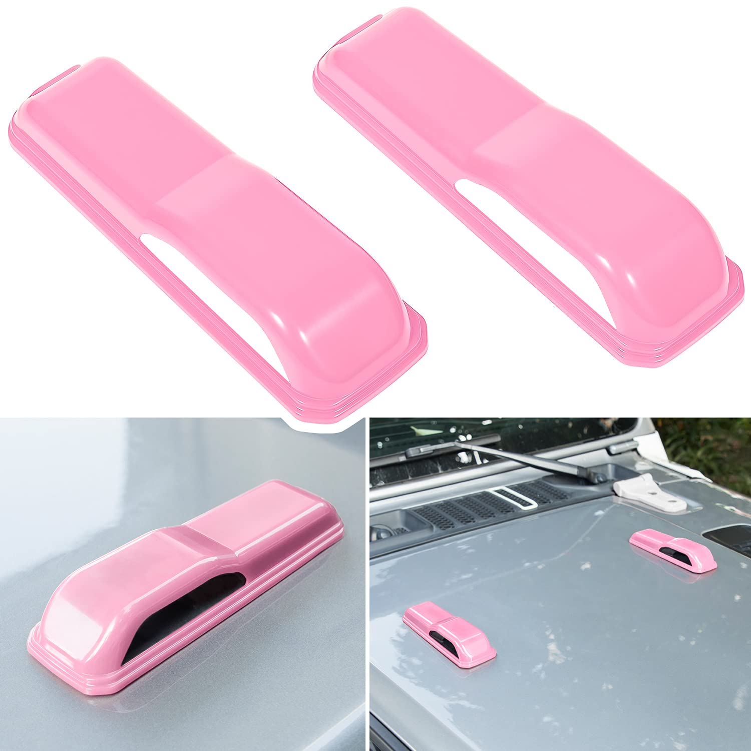 ecowlboy pink engine hood hinge cover set enhances exterior styling and protection.