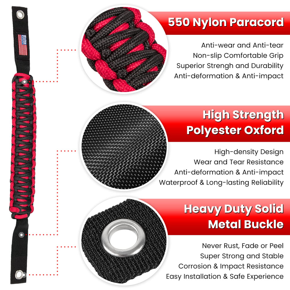 Premium 550 nylon paracord and oxford fabric resist wear and tear.