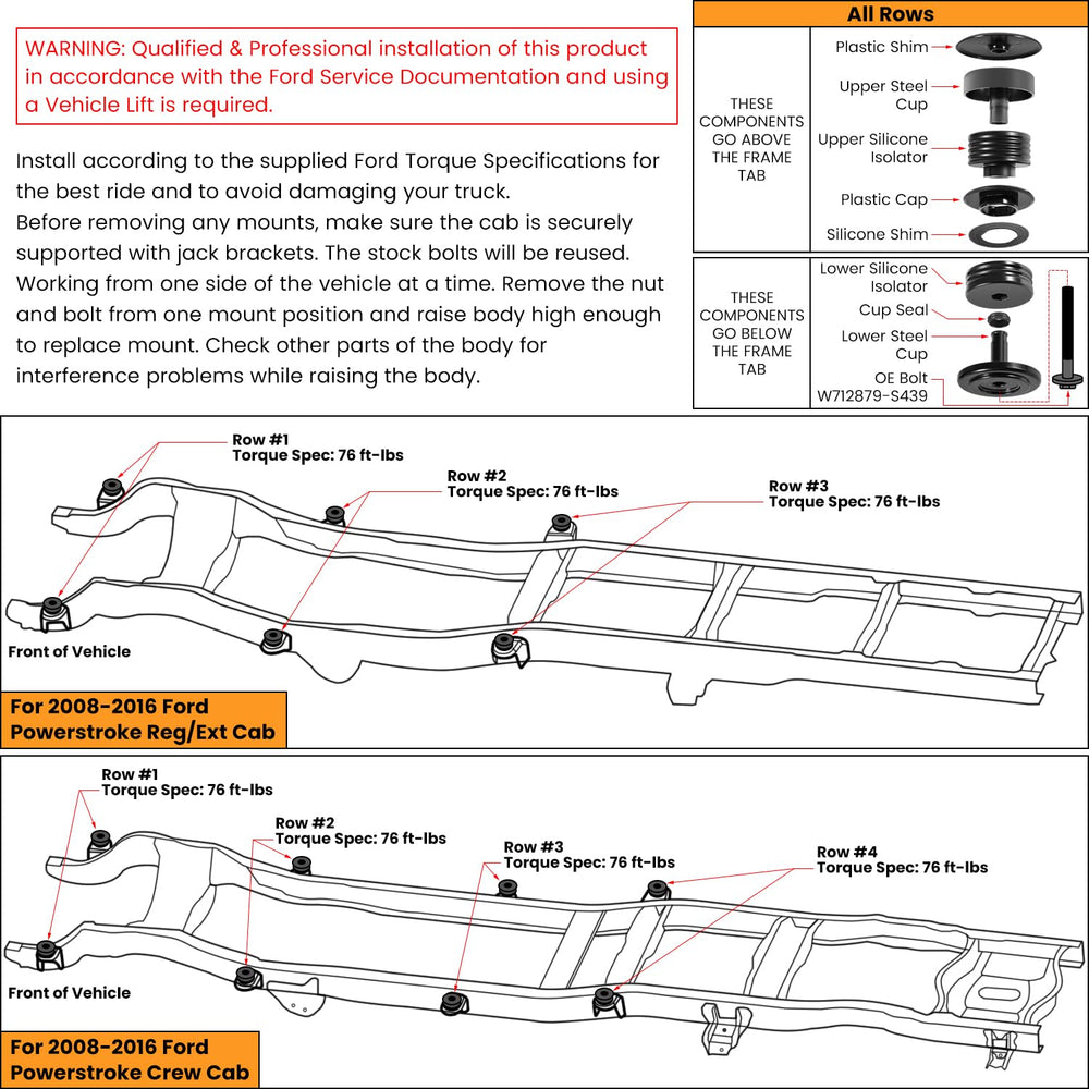 E-cowlboy silicone lower mounts with robust shim and cap assembly