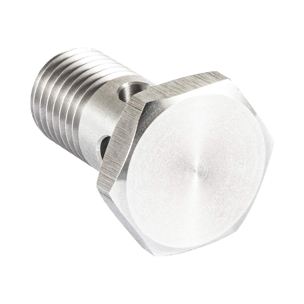 E-cowlboy teardrop banjo bolt design promotes efficient fuel path.