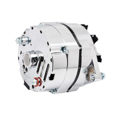 E EZEXPREZE chrome 120A alternator side view shows belt pulley and mounting suitability.