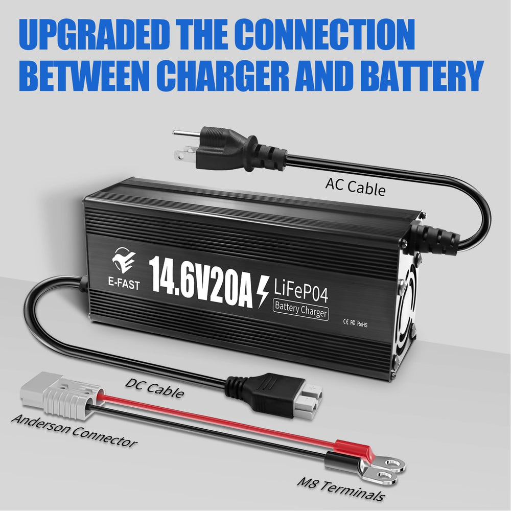 E-FAST charger for golf carts, RVs, and boats enables flexible charging.