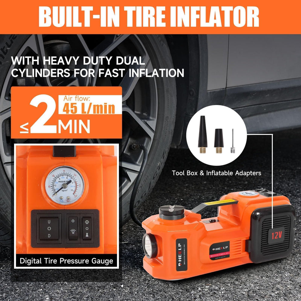 E-HEELP hydraulic lift height scale demonstrates maximum height reach.