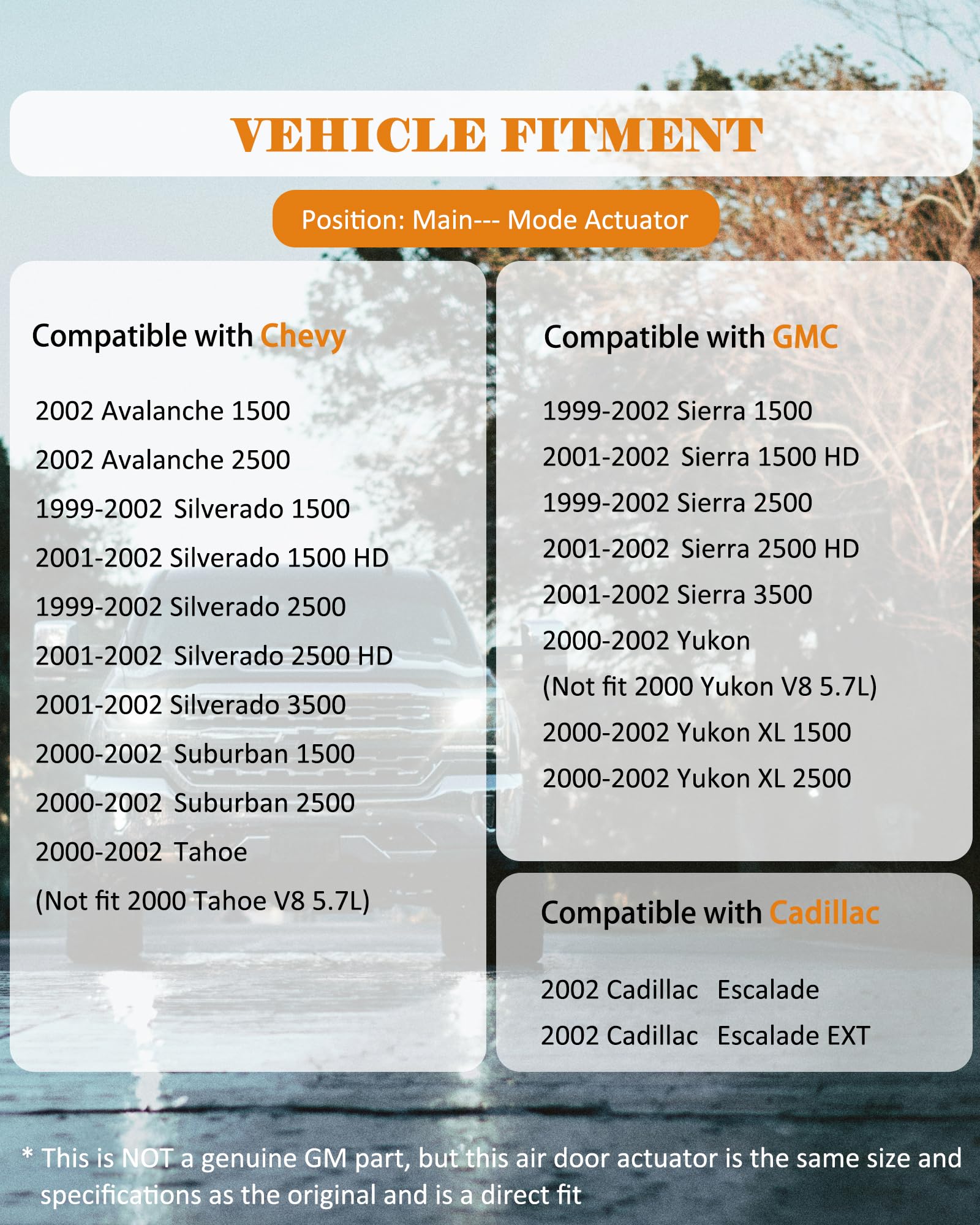 E-Shin 604-113 compatibility chart image showing wide GM model support.