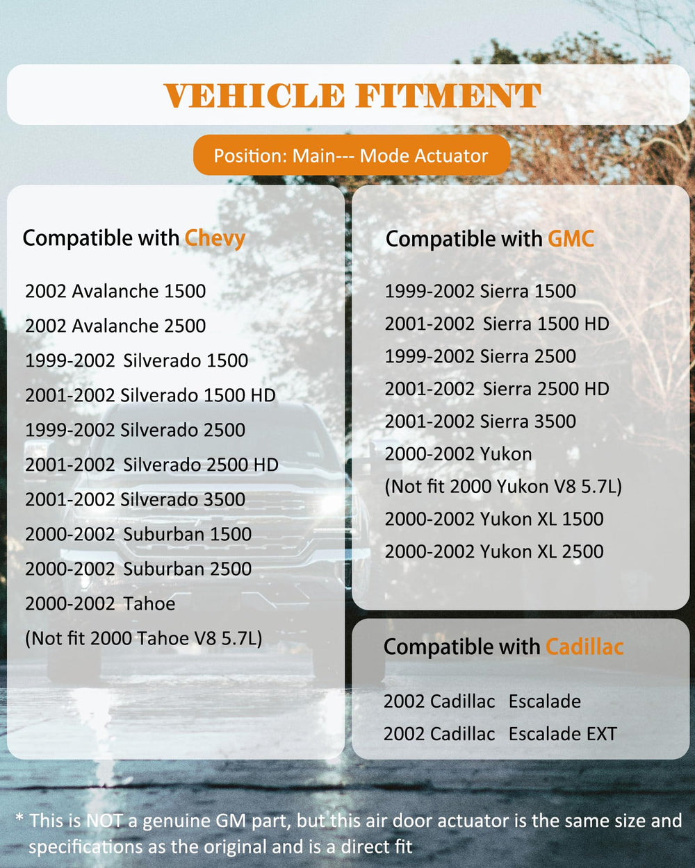 E-Shin 604-113 compatibility chart image showing wide GM model support.