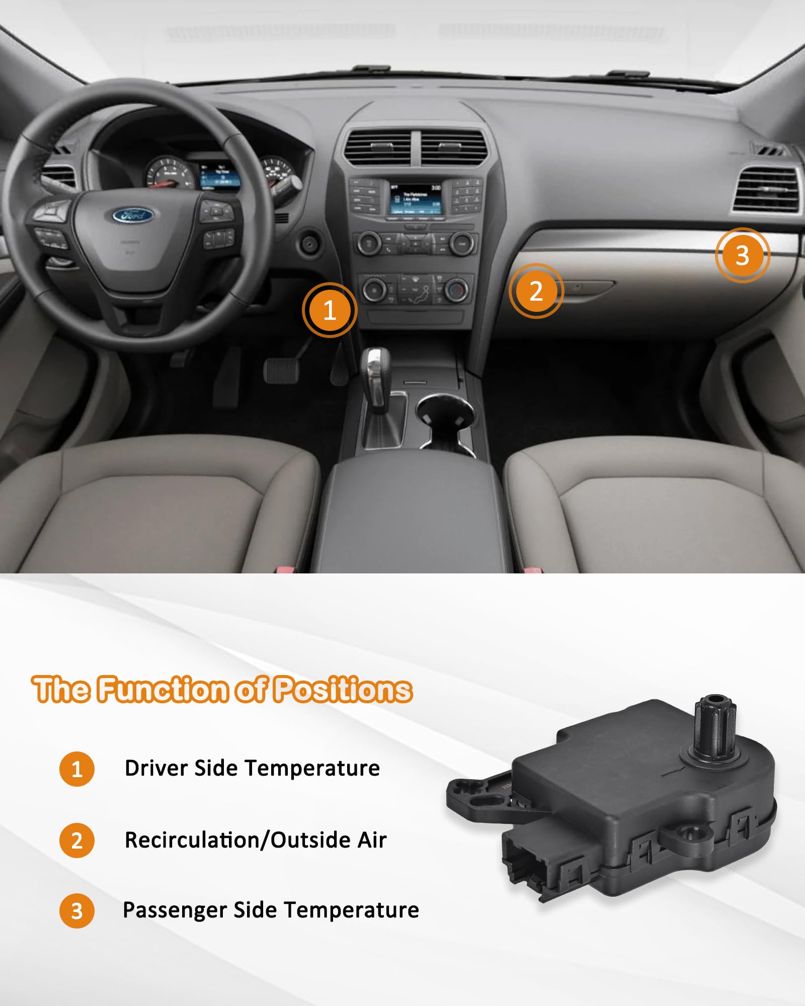 E-Shin Lincoln MKT main-air inlet actuator ensures reliable HVAC operation.
