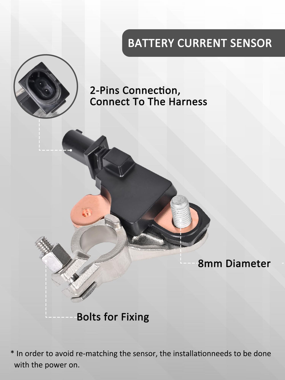 E-Shin battery current sensor installation guide demonstrates easy, tool-light integration.