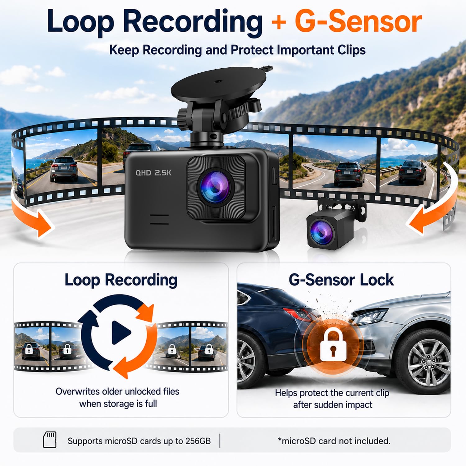 E-YEEGER mounted on windshield capturing wide-angle driving view