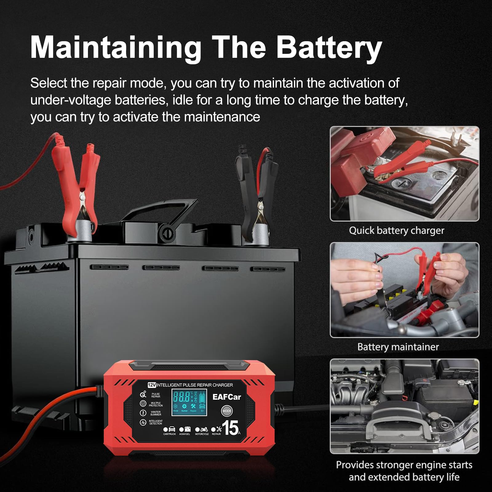 EAFCar temperature compensation adapts charging for hot and cold climates.