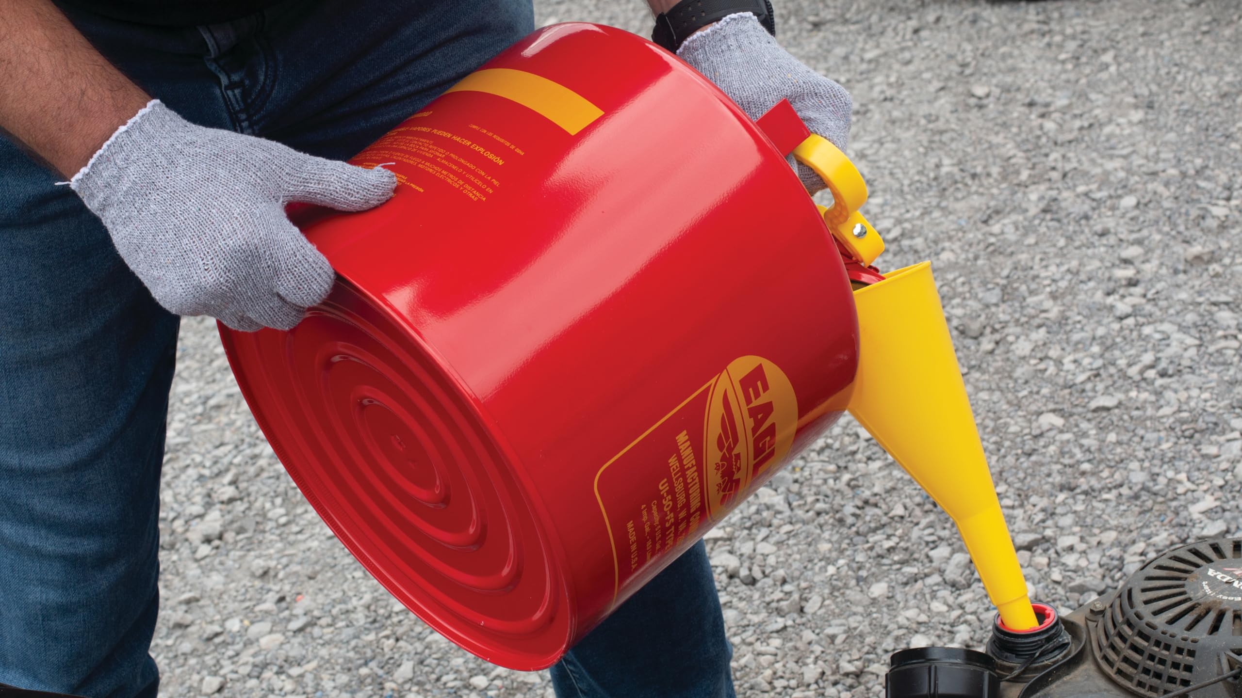 Eagle funnel accessory aids precise pouring and filling.