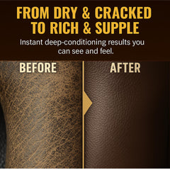 Eagle Leather Oil Conditioner close-up applying oil to smooth leather surface.