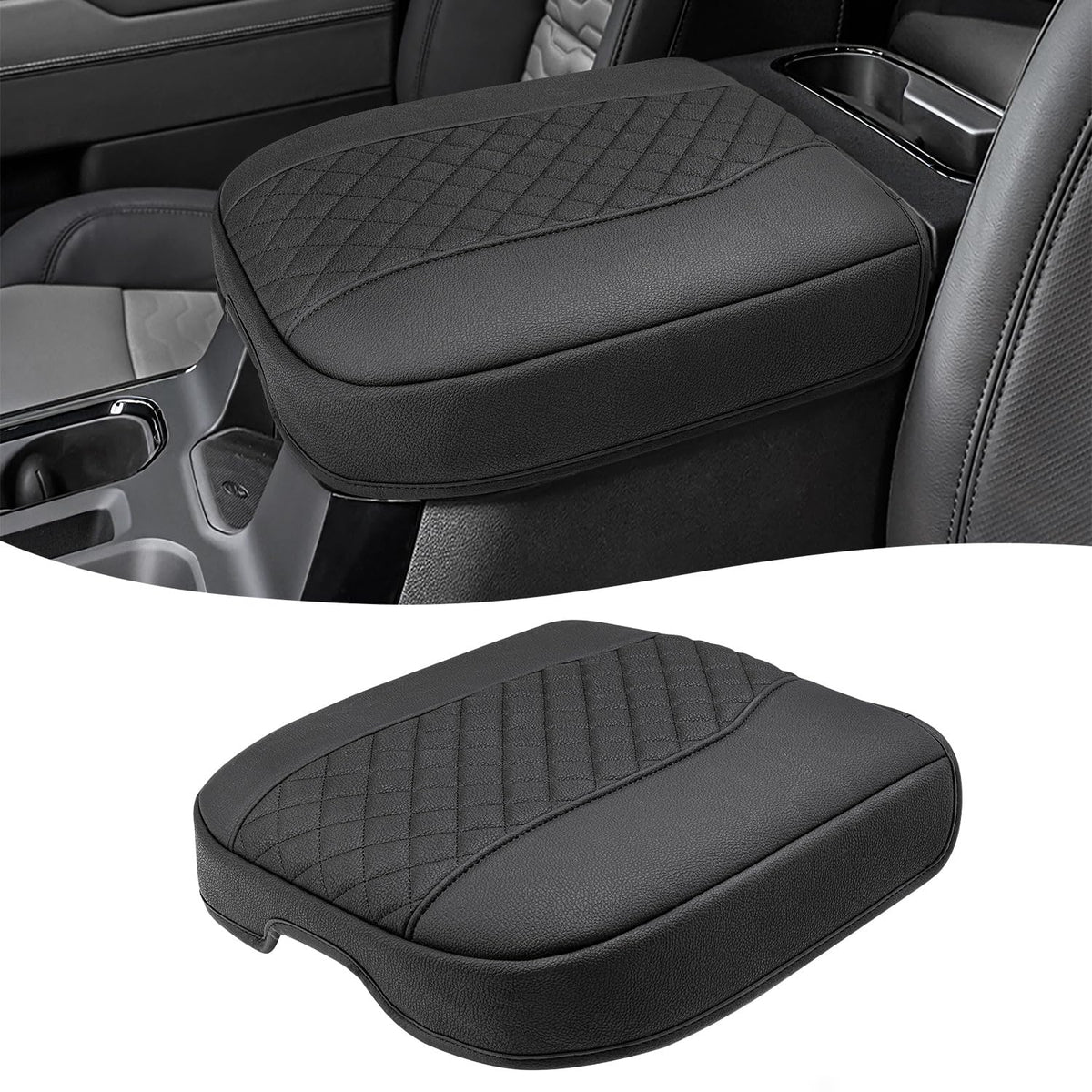 Eaglecover center console cover on Chevy Silverado armrest offers anti-scratch protection.