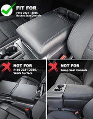 Eaglecover center console cover for Ford F-150, side view shows secure, snug fit.