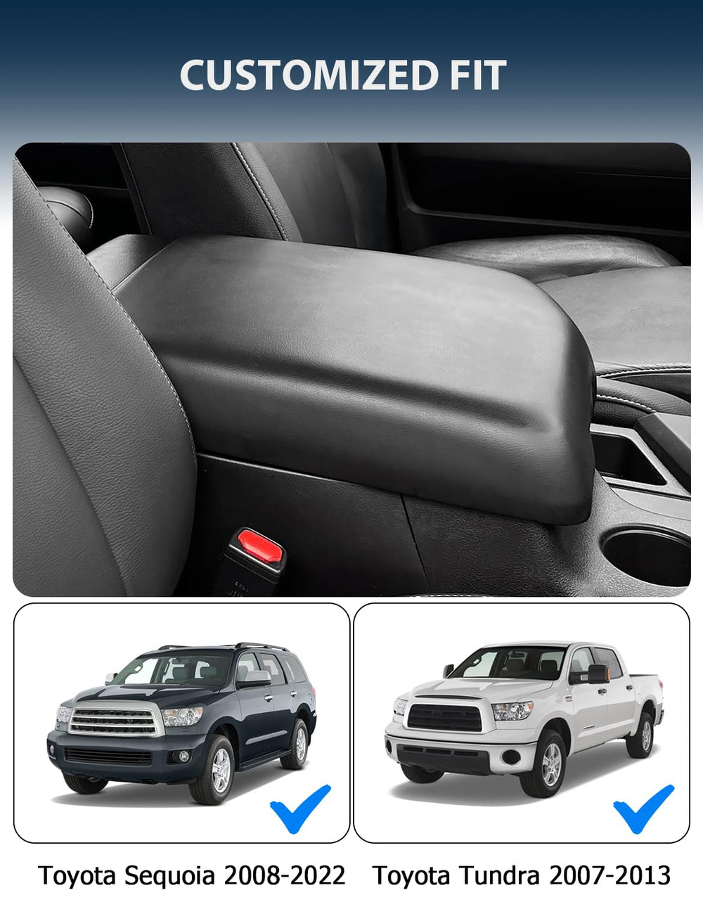 Eaglecover center console cover installation image showing tool-free setup in seconds