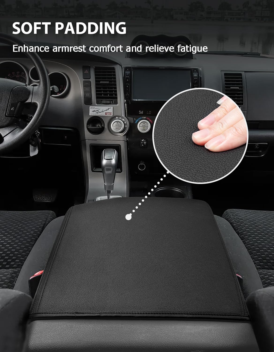 Eaglecover vinyl leather feel center console cover resists water and crumbs