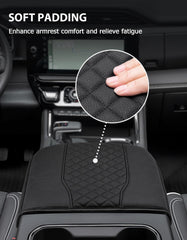 Eaglecover center console cover Yukon armrest stays in place with elastic bands.