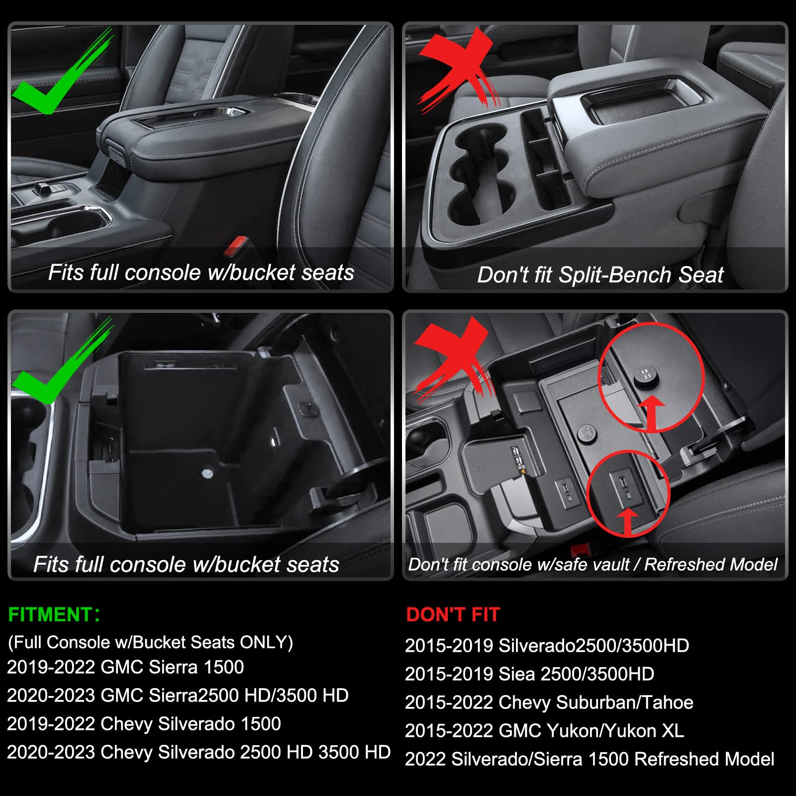 Eamplest full console tray anti-slip surface keeps items secure