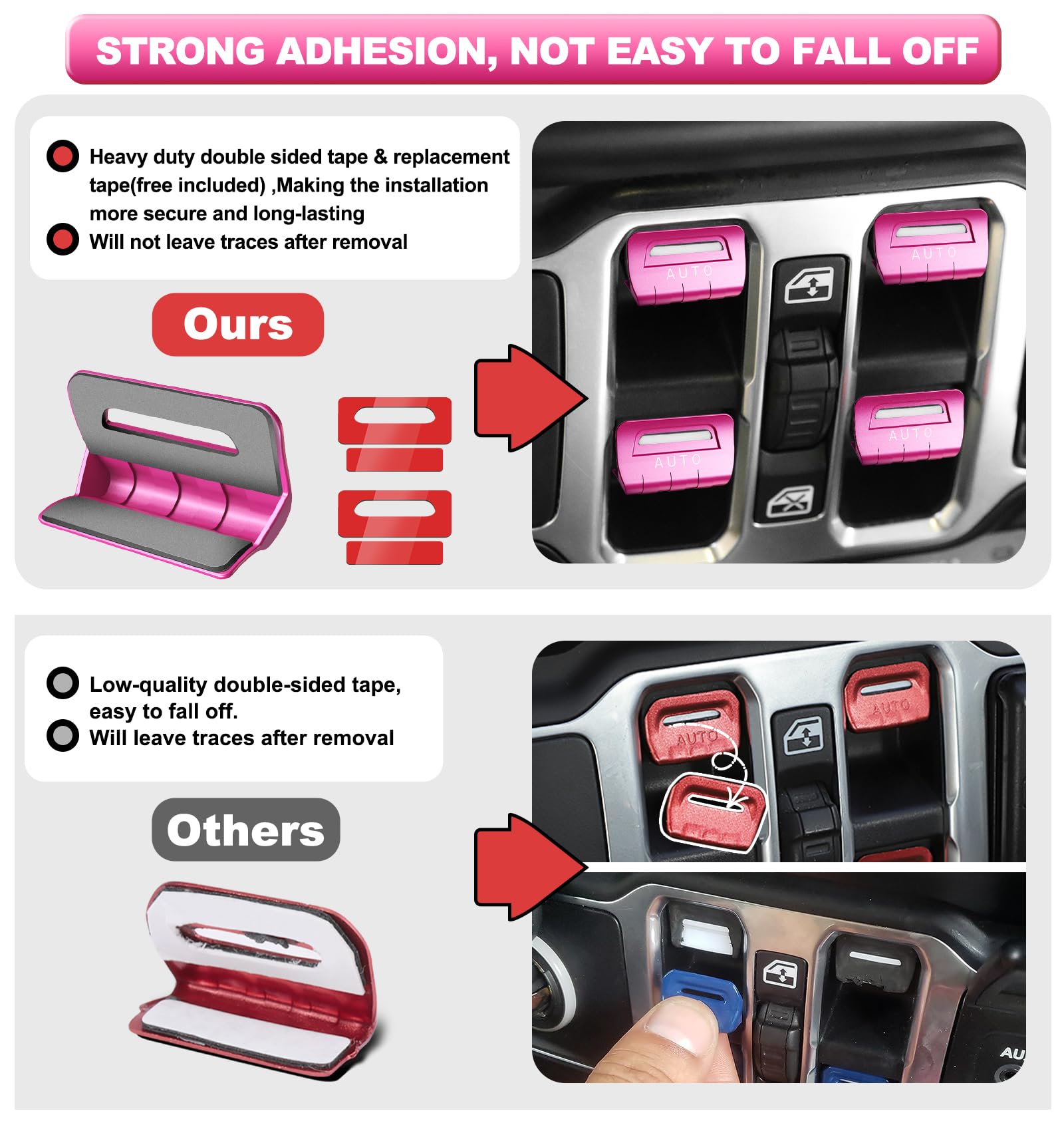 Eamplest Gladiator pink switch cover 4pc adds durable high-end cabin accent.