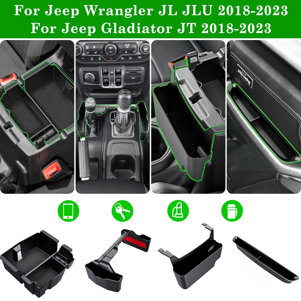 Eamplest hanging storage box for the Jeep center console avoids hindering removal.