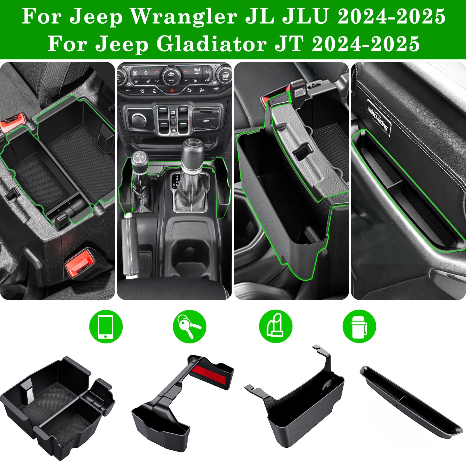 Eamplest hanging storage box for Wrangler center console provides easy access