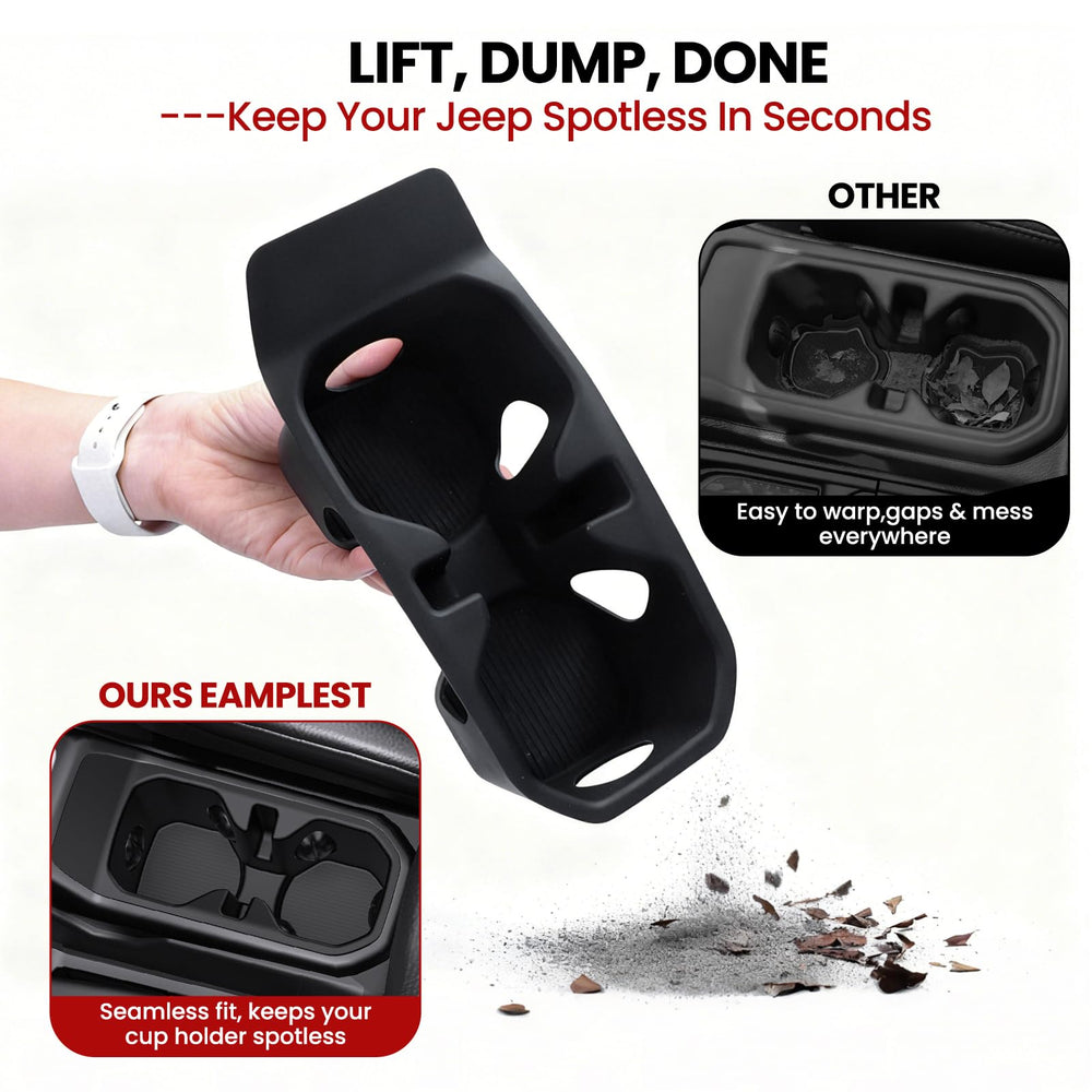 Eamplest quiet secure cup holder absorbs vibrations for quieter driving.