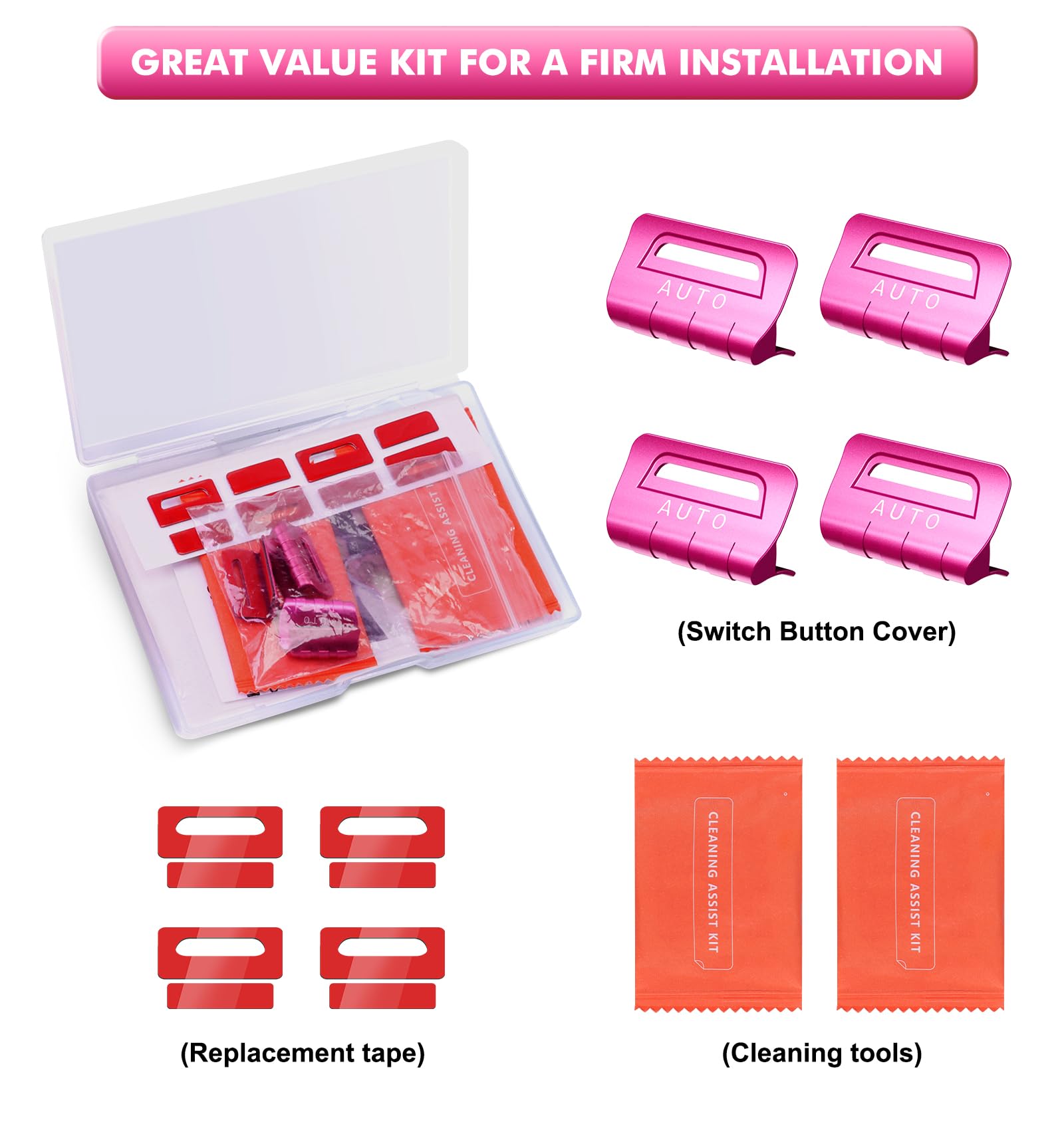 Eamplest stamped metal pink switch cover for Wrangler JT elevates premium feel.