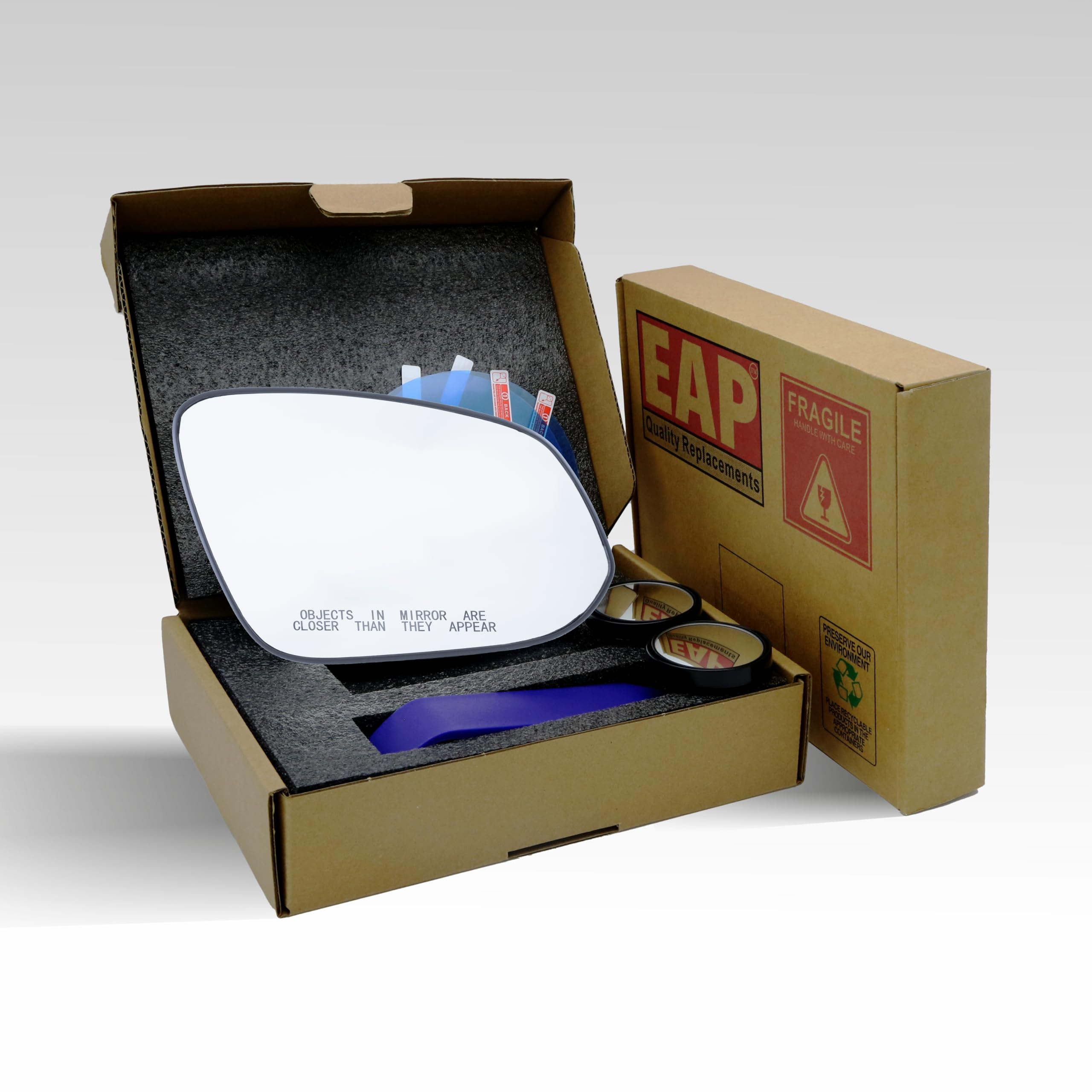 EAP passenger side mirror glass for Toyota Tacoma, includes heat for clear reflection