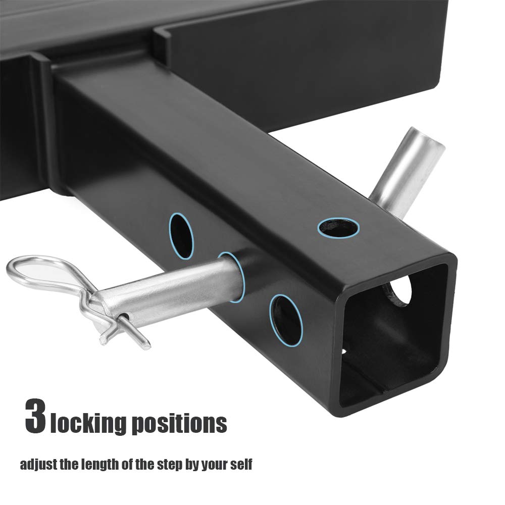 Eapele hitch step's 8GA steel construction delivers durable support.