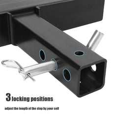 Eapele hitch step's 8GA steel construction delivers durable support.