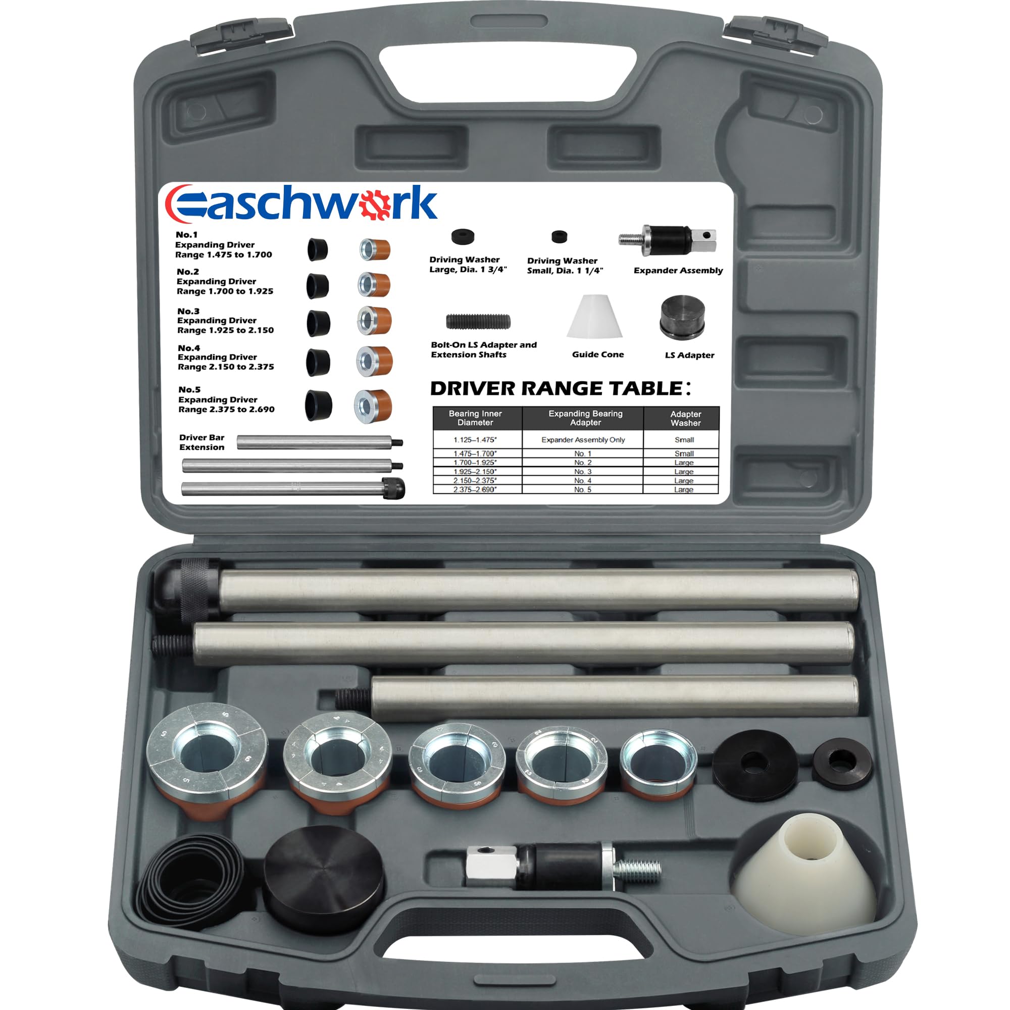 easchwork cam bearing install tool kit for Chevy LS engines shows precise, effortless fit