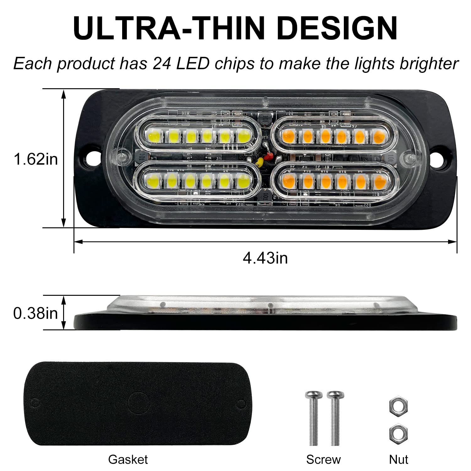 Amber and white color options from the Ease2U E strobe lights for versatile signaling.
