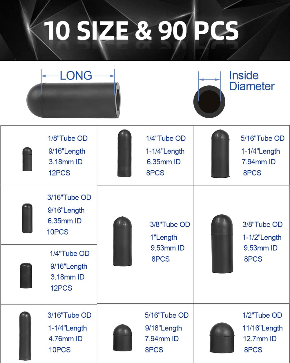 Easily 1/8 inch tube vacuum cap provides a snug seal for small hoses