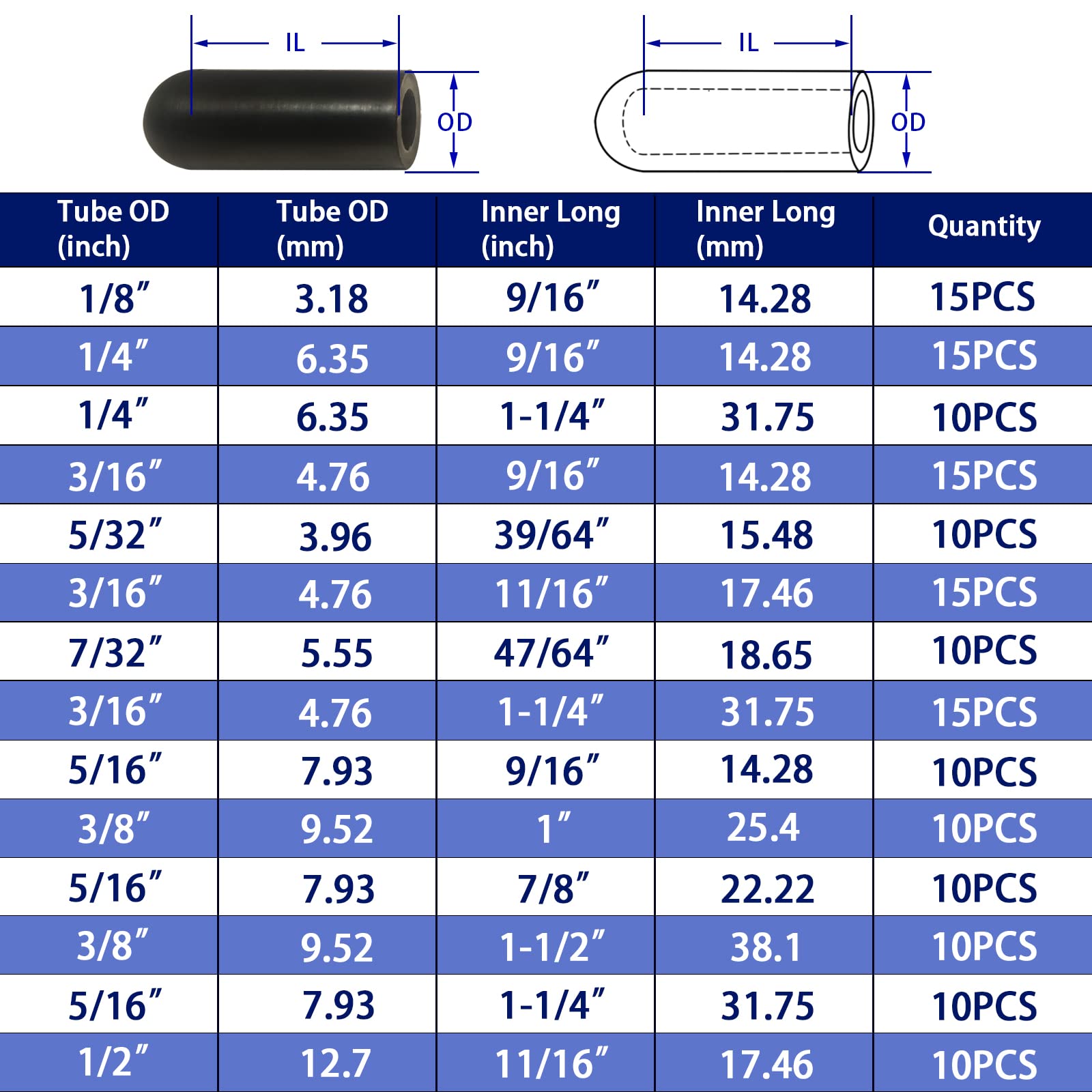 Easily Vacuum Caps Rubber Plug Kit includes 14 sizes for precise sealing on hoses and manifolds