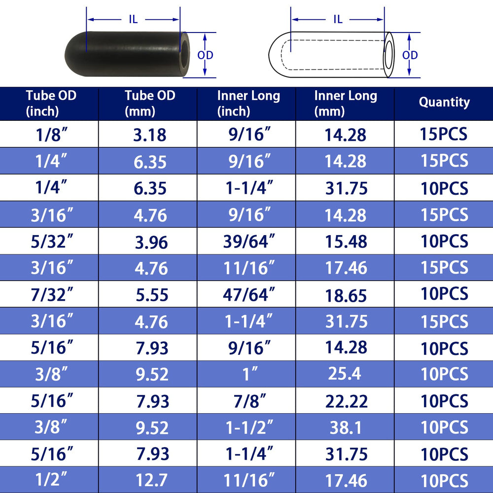 Easily Vacuum Caps Rubber Plug Kit includes 14 sizes for precise sealing on hoses and manifolds