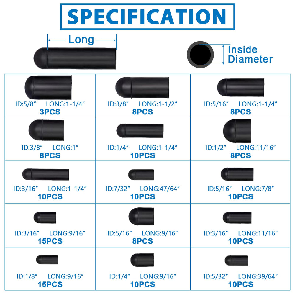 Easily vacuum caps storage case displayed for quick size selection.