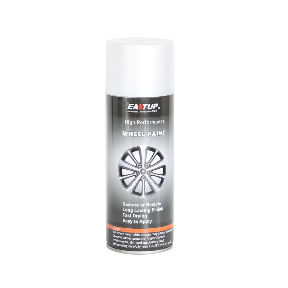 EASTUP Pearl Flash White wheel paint bottle, ideal for base color prep on rims.