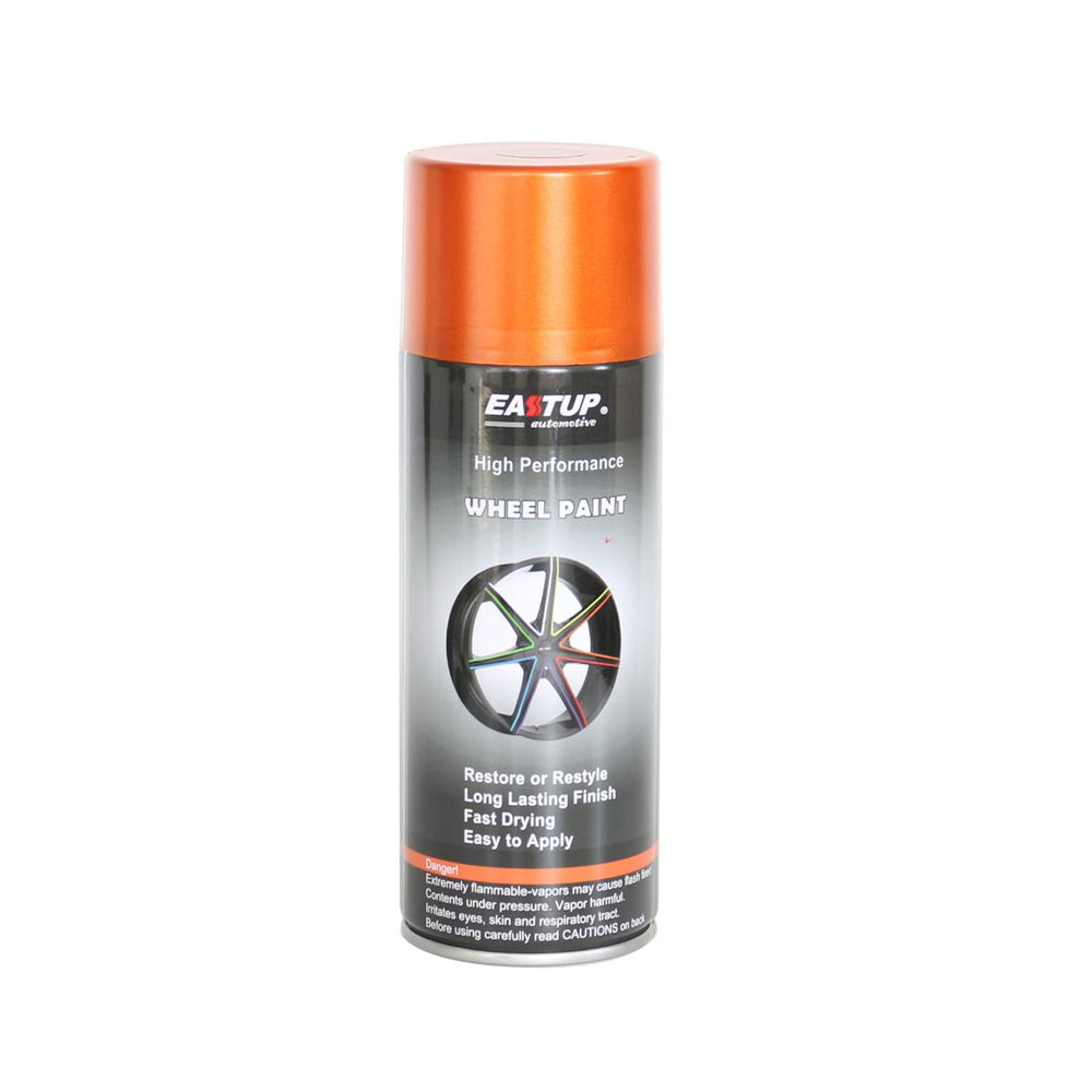 EASTUP orange-gold wheel paint on aluminum rims with brilliant finish