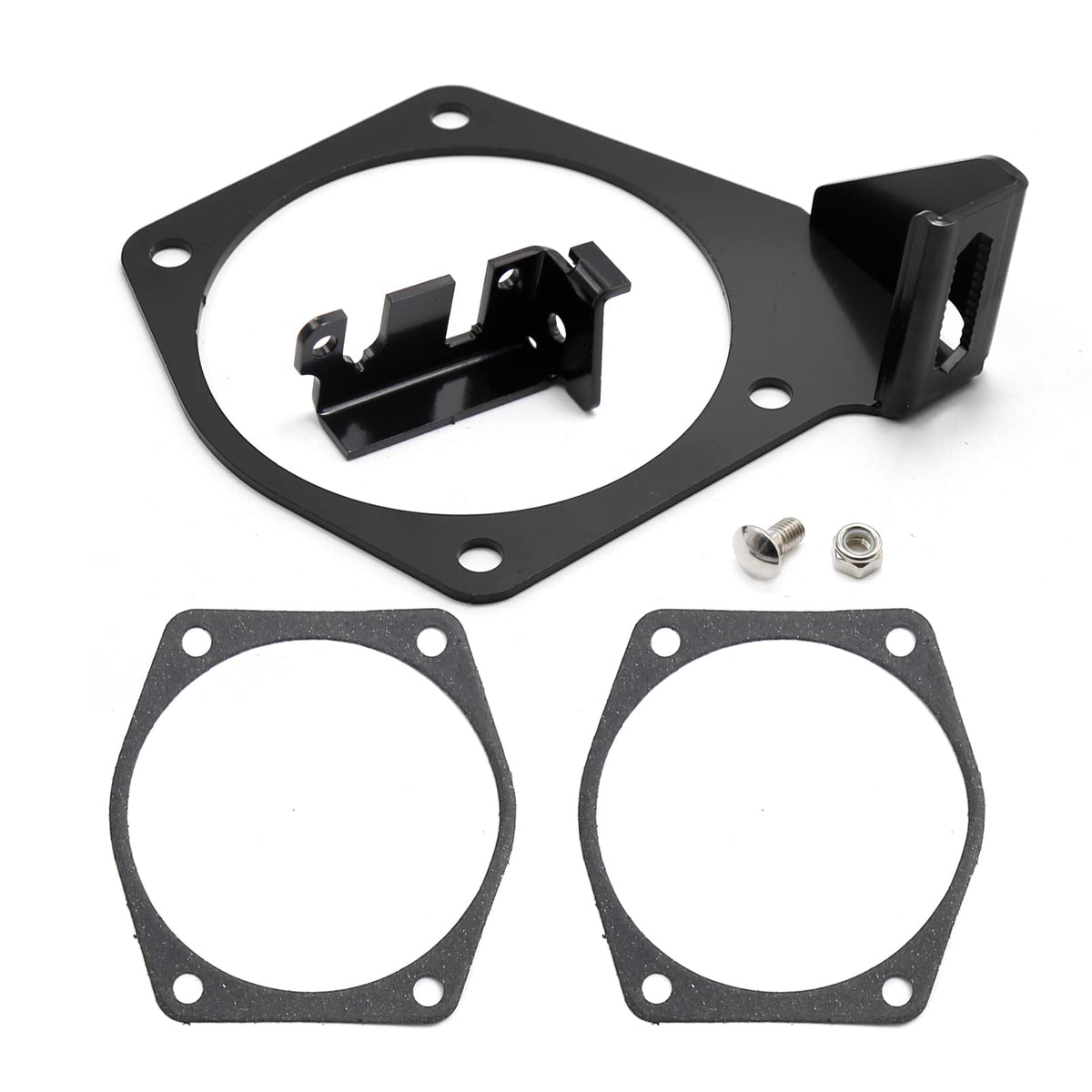EATAKWARD 4-bolt throttle bracket closeup in durable steel for reliable performance