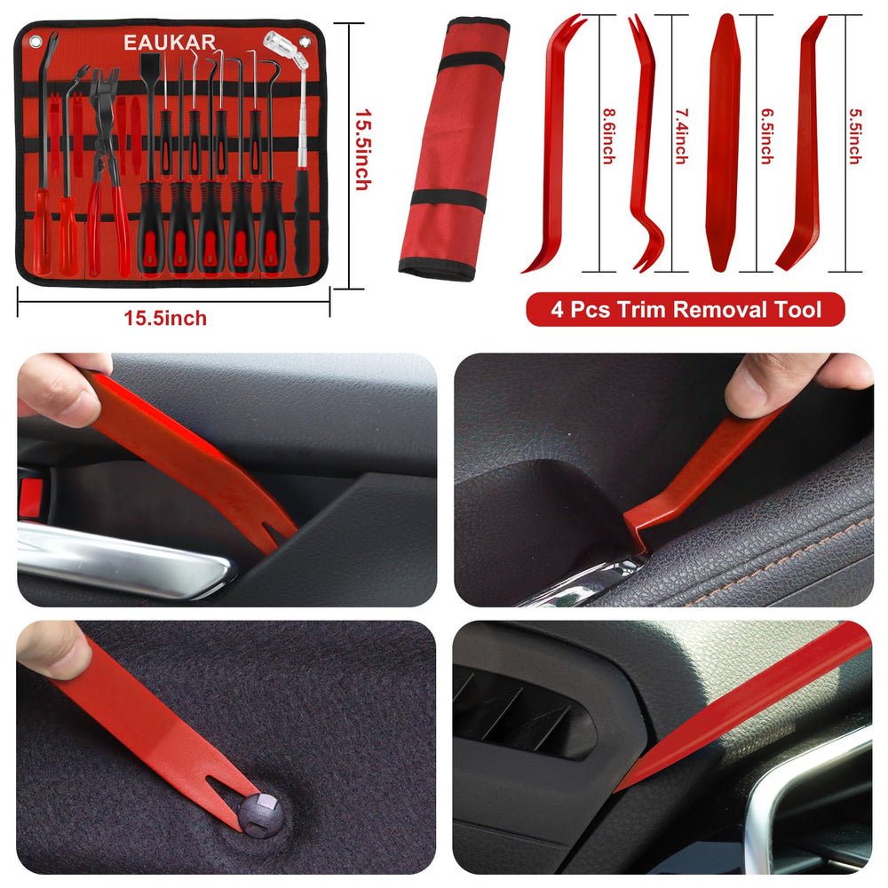 Eaukar Red Auto Removal Tools compact kit ready for on-the-go repairs.